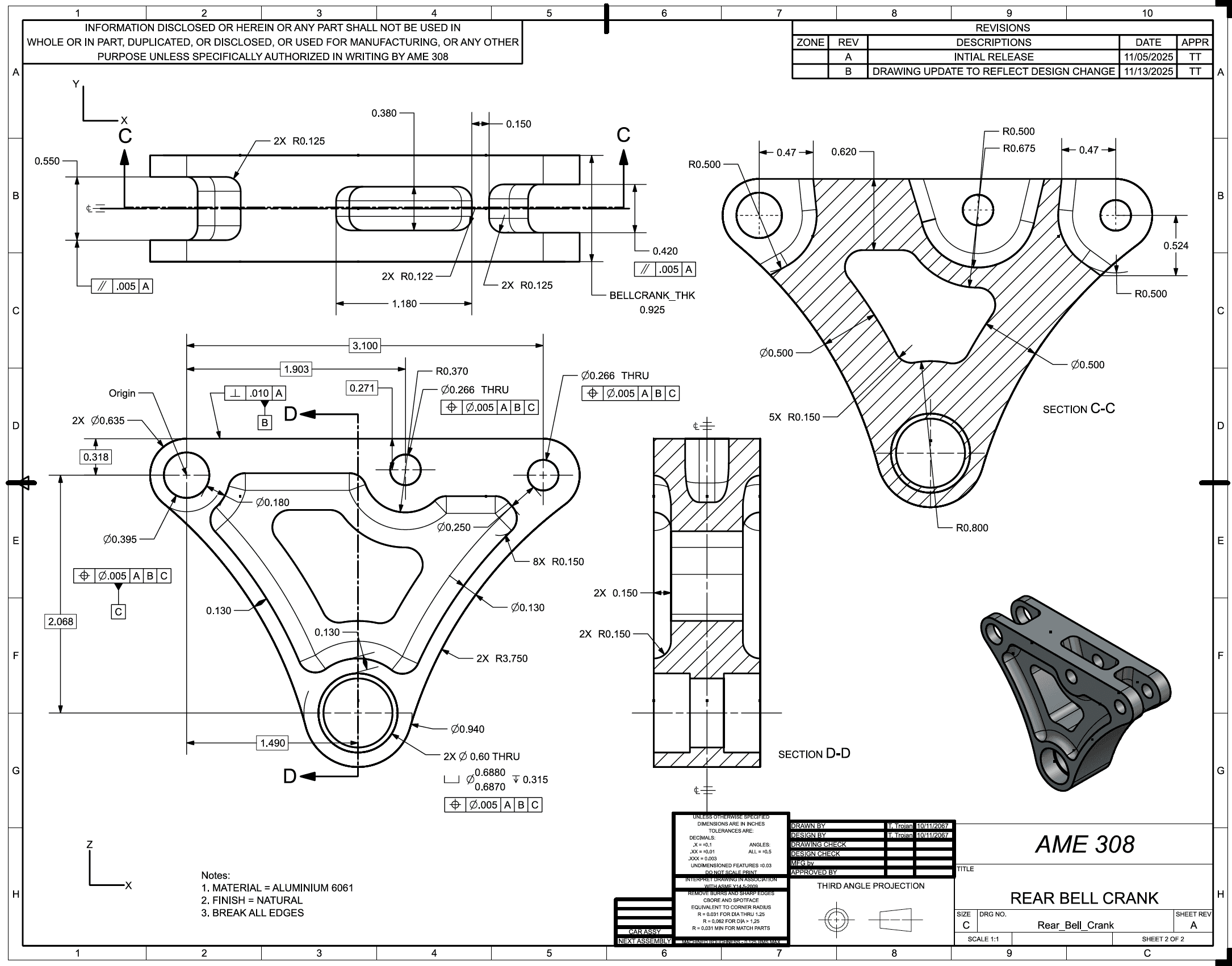Rear Bell Crank Drawing