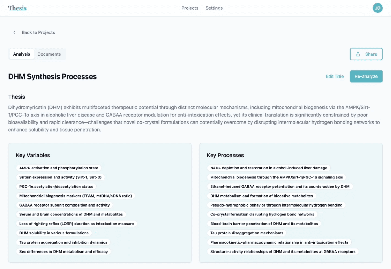Thesis dashboard
